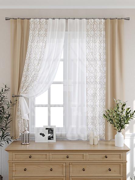 Тюль для кухни Юинг (бежевый)