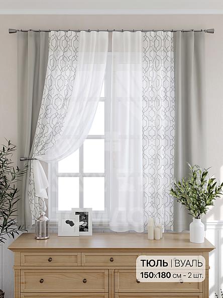 Тюль для кухни Юинг (серый) - фото 2