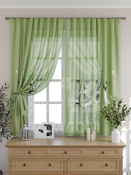 Тюль для кухни Армсти (зеленый)