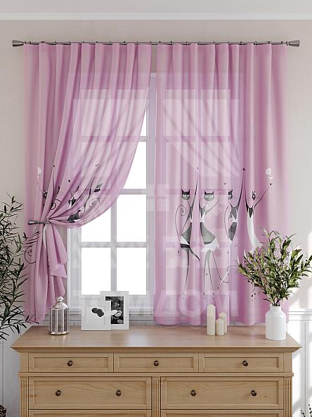 Тюль для кухни Армсти (розовый)