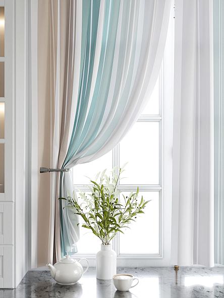 Комплект штор для кухни Палетт (бежево-мятный) - фото 4