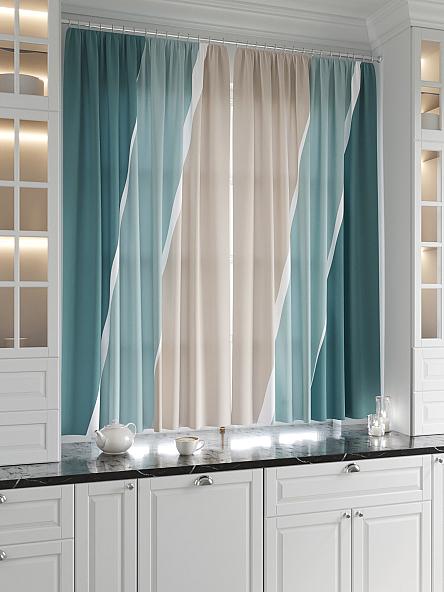 Комплект штор для кухни Эмлиор (бирюзовый) - фото 2