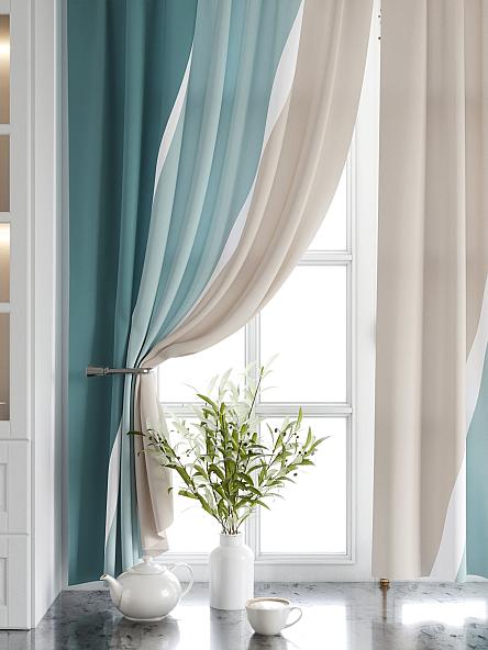 Комплект штор для кухни Эмлиор (бирюзовый) - фото 4