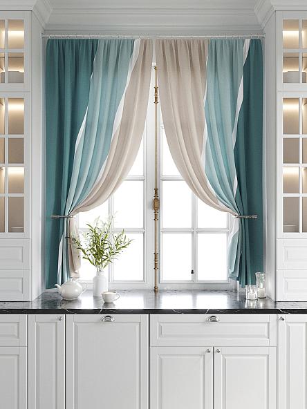Комплект штор для кухни Эмлиор (бирюзовый) - фото 5
