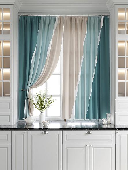 Комплект штор для кухни Эмлиор (бирюзовый) - фото 6