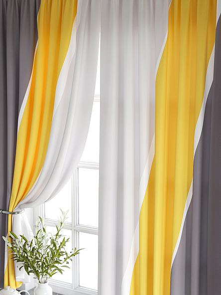 Комплект штор для кухни Эмлиор (серо-желтый) - фото 3