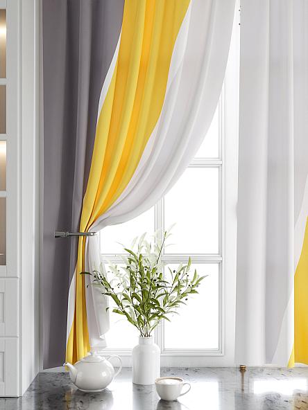 Комплект штор для кухни Эмлиор (серо-желтый) - фото 4