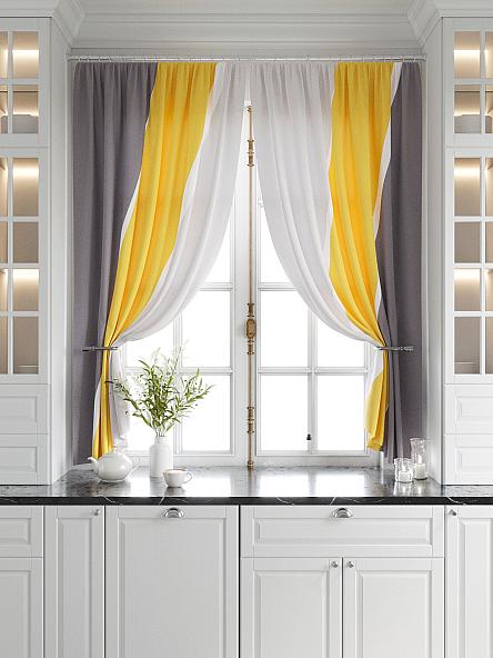 Комплект штор для кухни Эмлиор (серо-желтый) - фото 5