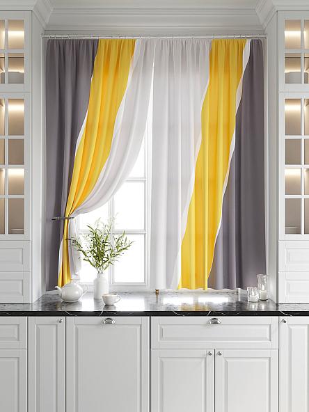 Комплект штор для кухни Эмлиор (серо-желтый) - фото 6