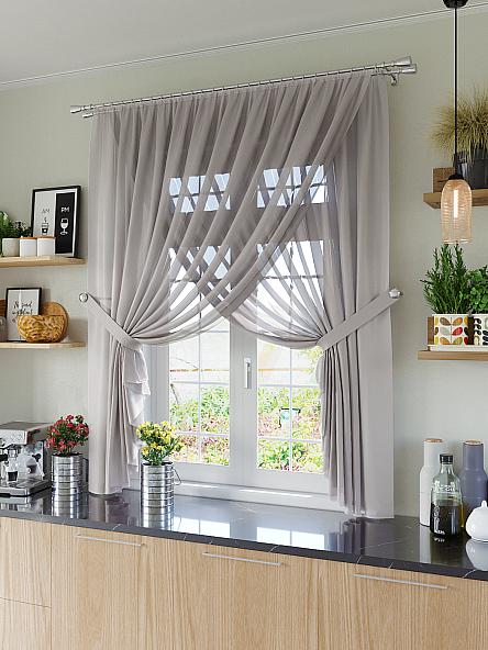 Комплект штор для кухни Карин (серый) - фото 2