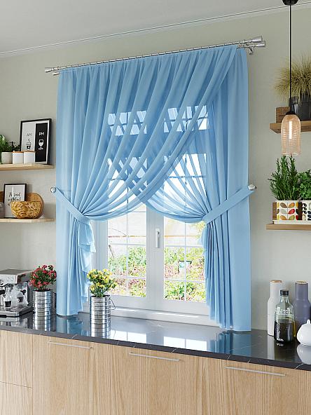 Комплект штор для кухни Карин (голубой)