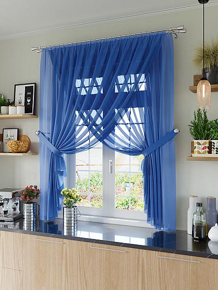Комплект штор для кухни Карин (синий)