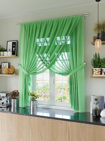 Комплект штор для кухни Карин (зеленый)