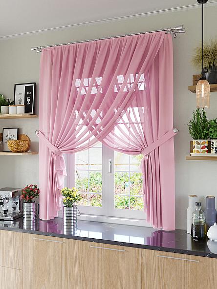 Комплект штор для кухни Карин (розовый)