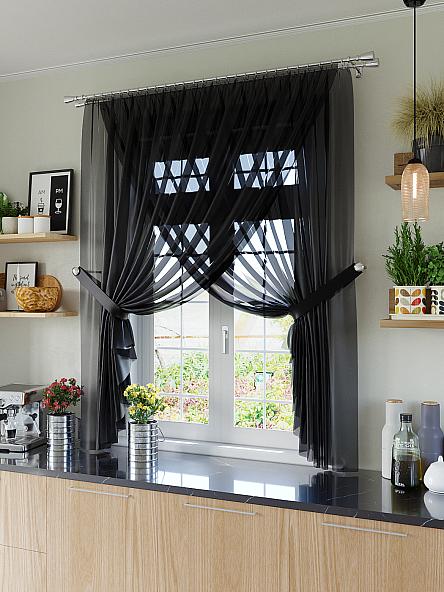 Комплект штор для кухни Карин (черный) - фото 2