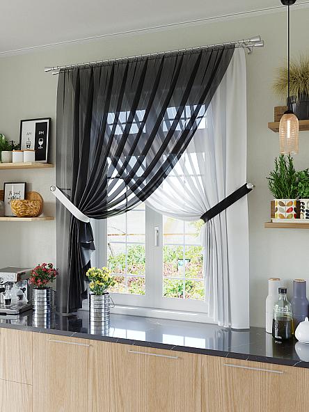 Комплект штор для кухни Тайти (черный)