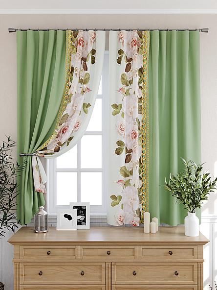 Комплект штор для кухни Тара (зеленый) - фото 5