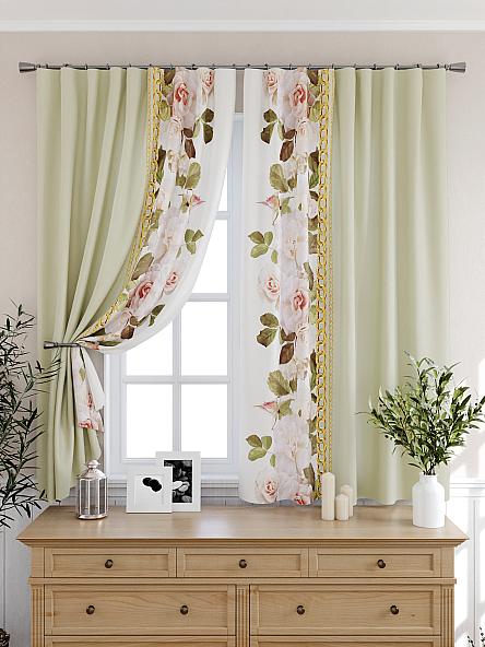 Комплект штор для кухни Тара (светло-зеленый) - фото 6