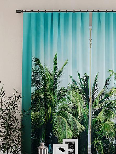 Комплект штор для кухни Палмион (бирюза) - фото 3