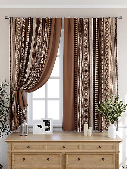 Комплект штор для кухни Диленсис (коричневый) - фото 6