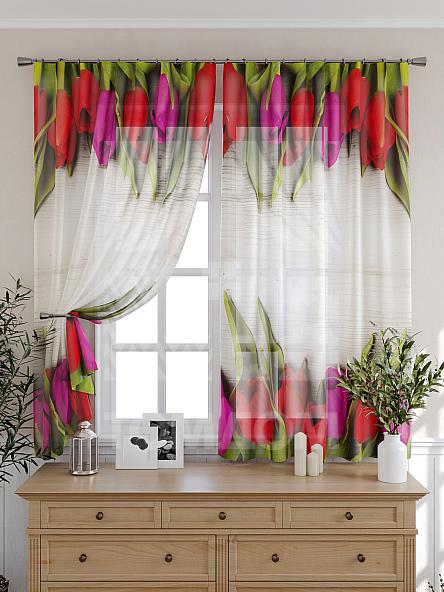Тюль для кухни Тюльпи