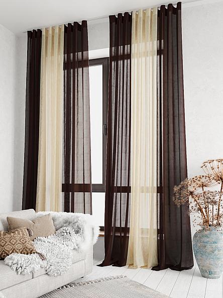 Тюль Лаури (бежево-коричневый) - 250 см - фото 2