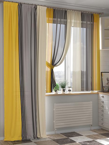 Комплект штор Монглис (желто-серый) - 250 см - фото 2