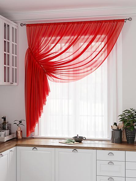 Комплект штор для кухни Лолиф (красный) - фото 2