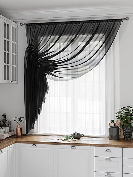 Комплект штор для кухни Лолиф (черный) 180 см - фото 2