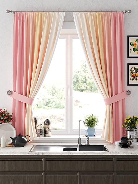 Комплект штор для кухни Ромерни (персиково-розовый) - фото 4