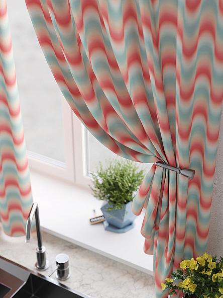 Комплект штор для кухни Ленгерс (кораллово-голубой) - фото 4