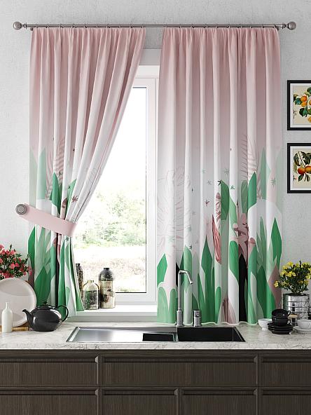 Комплект штор для кухни Фелреон (розово-зеленый)