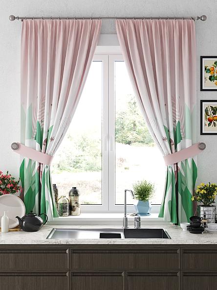 Комплект штор для кухни Фелреон (розово-зеленый) - фото 4