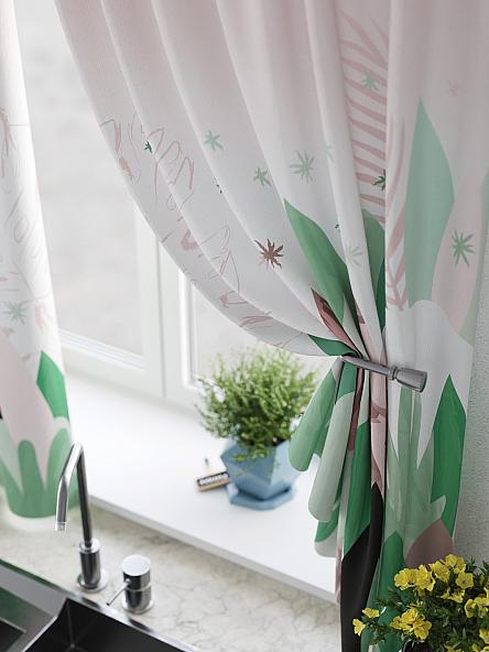 Комплект штор для кухни Фелреон (розово-зеленый) - фото 4
