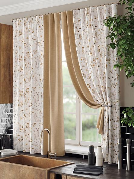 Комплект штор для кухни Дефринес (бежево-коричневый) - фото 4