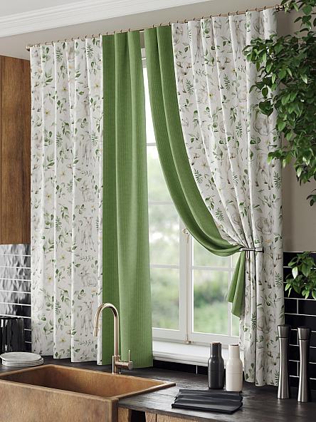Комплект штор для кухни Дефринес (зеленый) - фото 4