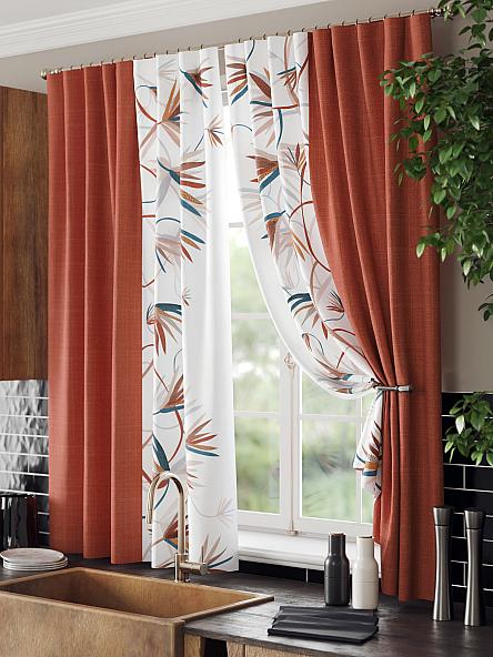 Комплект штор для кухни Ренитес (терракот) - фото 4