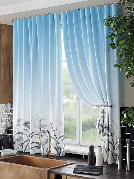 Комплект штор для кухни Лиркенрис (голубой) - фото 4