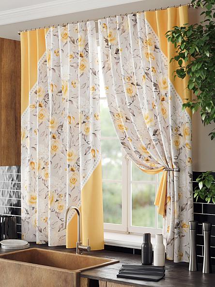 Комплект штор для кухни Фиренквис (бежево-оранжевый) - фото 4