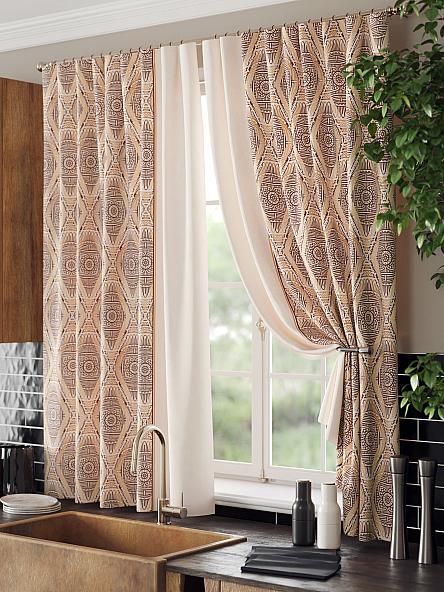 Комплект штор для кухни Мивентис (бежево-коричневый) - фото 4