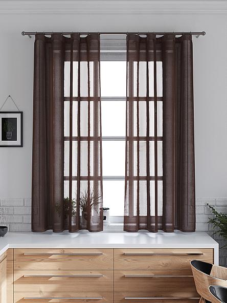 Комплект штор для кухни Шеврин (коричневый) 175 см - фото 2
