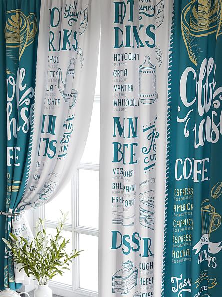 Комплект штор для кухни Лимброни (бирюзовый) - фото 3