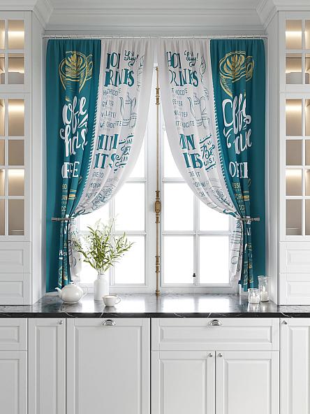 Комплект штор для кухни Лимброни (бирюзовый) - фото 5