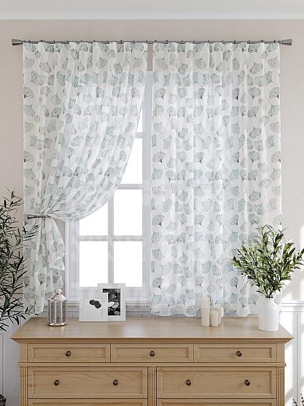 Тюль для кухни Лерменрос (бело-бирюзовый)