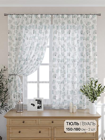 Тюль для кухни Лерменрос (бело-бирюзовый) - фото 2