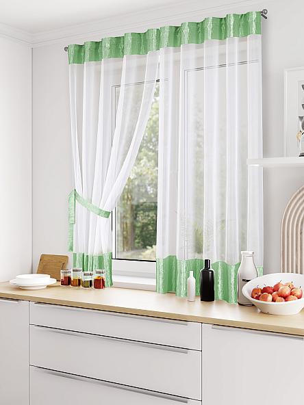 Комплект штор для кухни Матея (зеленый) 180 см - фото 2