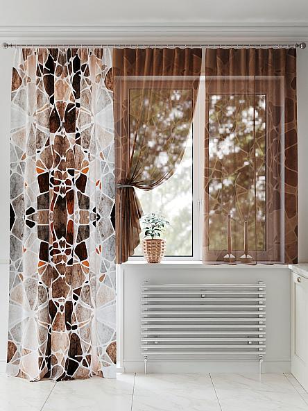 Комплект штор для кухни Ферлиот (коричневый) - фото 2