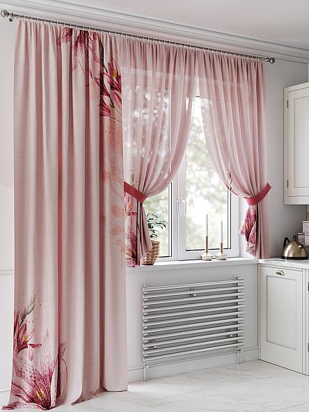 Комплект штор для кухни Лурофиорс (розовый)