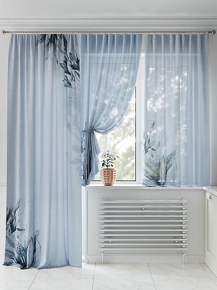 Комплект штор для кухни Лурофиорс (голубой) - фото 2