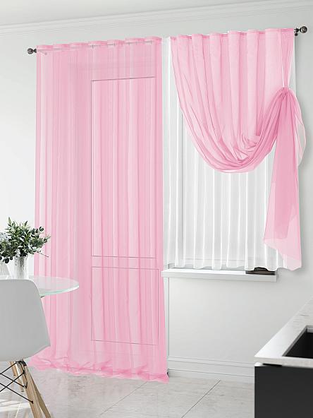 Тюль для кухни Лойзи (розовый) - 250 см - фото 2